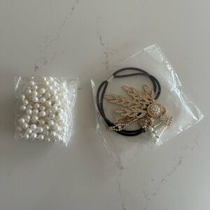 Elegant Gold and Pearl Hair Accessory Set